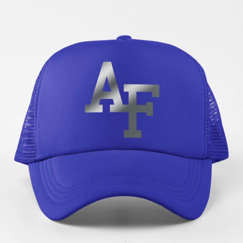 NEW Air Force Falcons AF Silver Logo Foam Trucker Mesh Snapback Hat ROYAL